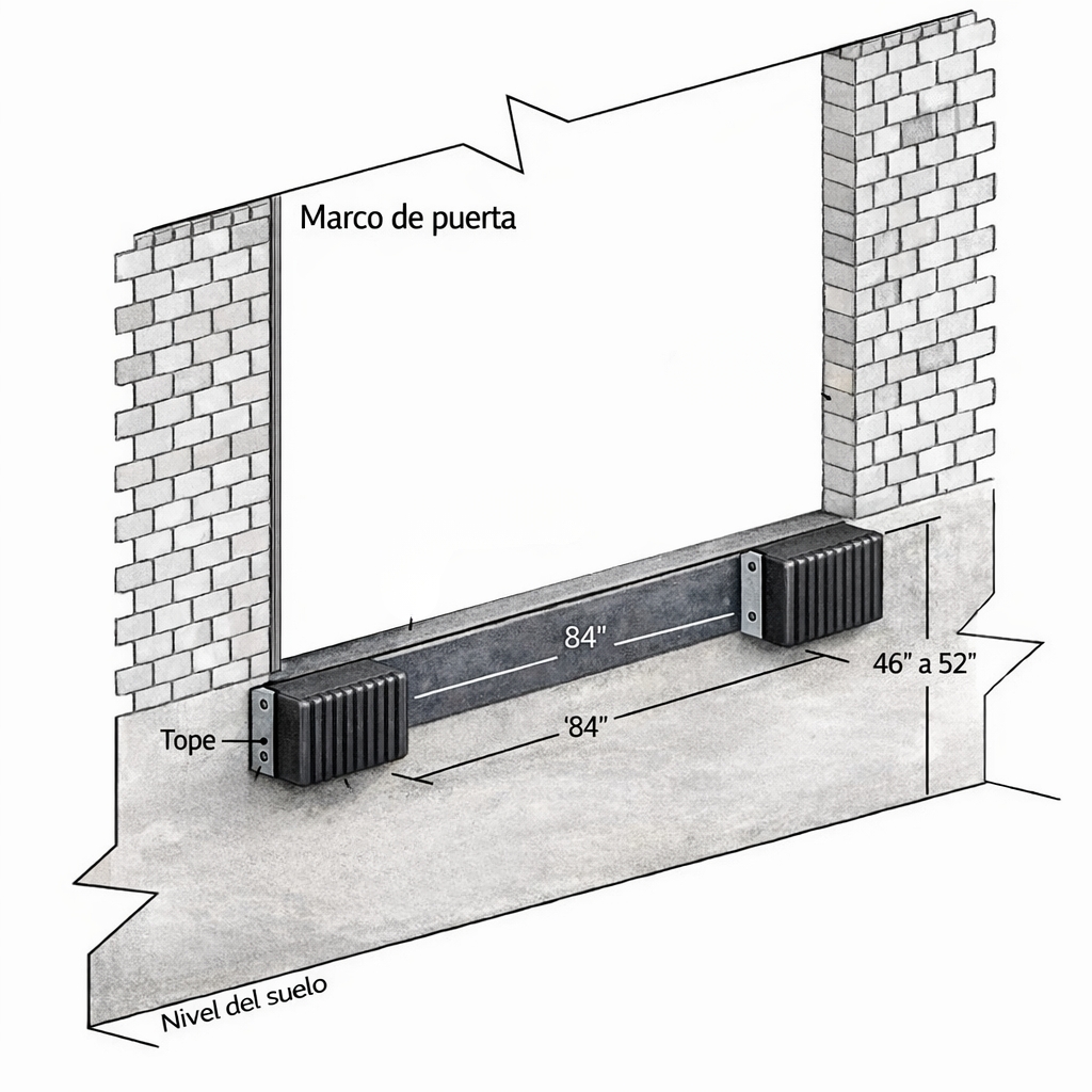 Diagrama de instalación tope laminado para andén de carga Gurutics